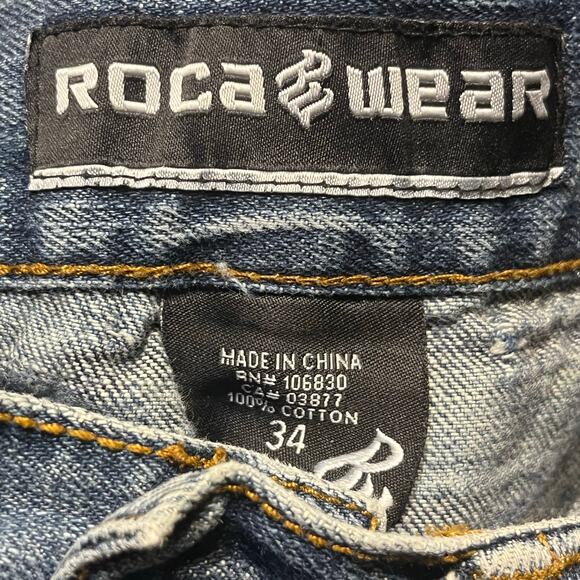 Vtg 90s Y2K Rocawear Baggy Jeans 34x32 Logo Embroidered Big Pockets Goth Skater - Picture 7 of 11